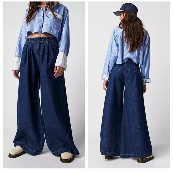 Free People Equinox Denim Wide
Leg Trouser Jeans Ritual Blue - Picture 3 of 9